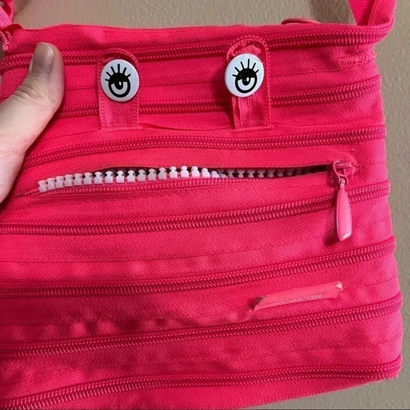 Zipit Zipper Monster Crossbody Bag Girls Small Pink Zip Top Adjustable - Picture 2 of 13